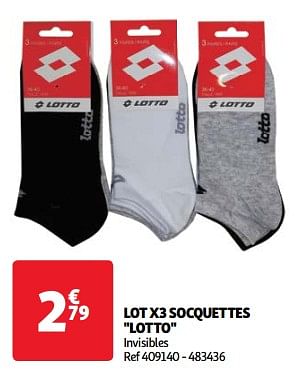 Promoties Lot x3 socquettes lotto - Lotto - Geldig van 18/06/2024 tot 24/06/2024 bij Auchan