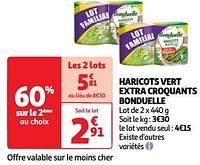 Promoties Haricots vert extra croquants bonduelle - Bonduelle - Geldig van 18/06/2024 tot 24/06/2024 bij Auchan