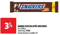 Promoties Barre chocolatée snickers - Snickers - Geldig van 18/06/2024 tot 24/06/2024 bij Auchan