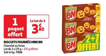 Promoties Biscuits fourrés mini bn - BN - Geldig van 18/06/2024 tot 24/06/2024 bij Auchan