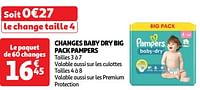 Promoties Changes baby dry big pack pampers - Pampers - Geldig van 18/06/2024 tot 24/06/2024 bij Auchan