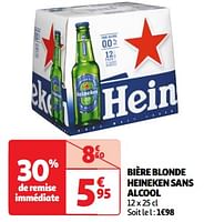 Promoties Bière blonde heineken sans alcool - Heineken - Geldig van 18/06/2024 tot 24/06/2024 bij Auchan