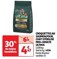 Promoties Croquettes au saumon pour chat stérilisé pro+ adulte ultima - Ultima - Geldig van 18/06/2024 tot 24/06/2024 bij Auchan