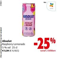 Promoties Absolut raspberry lemonade - Absolut - Geldig van 19/06/2024 tot 01/07/2024 bij Colruyt