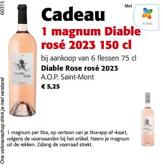 Promoties Diable rose rosé 2023 a.o.p. saint-mont - Rosé wijnen - Geldig van 19/06/2024 tot 01/07/2024 bij Colruyt
