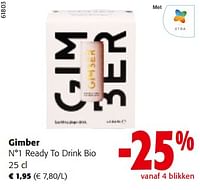 Promoties Gimber n°1 ready to drink bio - Gimber - Geldig van 19/06/2024 tot 01/07/2024 bij Colruyt