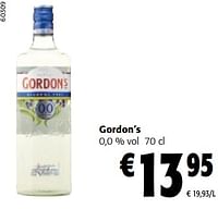 Promoties Gordon’s 0,0 % vol - Gordon's - Geldig van 19/06/2024 tot 01/07/2024 bij Colruyt