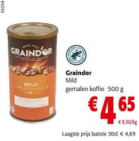 Promoties Graindor mild gemalen koffie - Graindor - Geldig van 19/06/2024 tot 01/07/2024 bij Colruyt