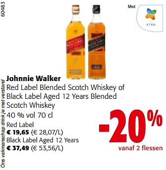 Promoties Johnnie walker red label blended scotch whiskey of black label aged 12 years blended scotch whiskey - Johnnie Walker - Geldig van 19/06/2024 tot 01/07/2024 bij Colruyt