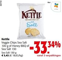 Promoties Kettle veggie chips sea salt 100 g of honey bbq of sea salt - Kettle - Geldig van 19/06/2024 tot 01/07/2024 bij Colruyt