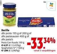 Promoties Barilla alle pesto of alle pastasauzen of alle pasta’s - Barilla - Geldig van 19/06/2024 tot 01/07/2024 bij Colruyt