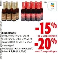 Promoties Lindemans pecheresse of kriek of tarot d’or - Lindemans - Geldig van 19/06/2024 tot 01/07/2024 bij Colruyt
