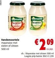 Promoties Vandemoortele mayonaise met eieren of citroen - Vandemoortele - Geldig van 19/06/2024 tot 01/07/2024 bij Colruyt