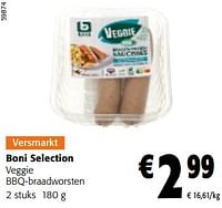 Promoties Boni selection veggie bbq-braadworsten - Boni - Geldig van 19/06/2024 tot 01/07/2024 bij Colruyt