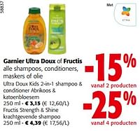 Promoties Garnier ultra doux of fructis alle shampoos, conditioners, maskers of olie - Garnier - Geldig van 19/06/2024 tot 01/07/2024 bij Colruyt