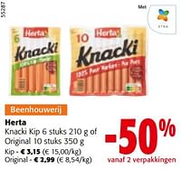 Promoties Herta knacki kip of original - Herta - Geldig van 19/06/2024 tot 01/07/2024 bij Colruyt