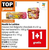 Promoties Nestlé la laitière mousse met belgische chocolade, flan met karamel of rijstpap vanille van madagascar - Nestlé - Geldig van 19/06/2024 tot 01/07/2024 bij Colruyt