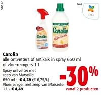 Promoties Carolin alle ontvetters of antikalk in spray of vloerreinigers - Carolin - Geldig van 19/06/2024 tot 01/07/2024 bij Colruyt