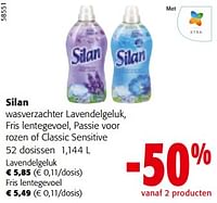 Promoties Silan wasverzachter lavendelgeluk, fris lentegevoel, passie voor rozen of classic sensitive - Silan - Geldig van 19/06/2024 tot 01/07/2024 bij Colruyt