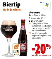 Promoties Lindemans tarot noir fruitbier - Lindemans - Geldig van 19/06/2024 tot 01/07/2024 bij Colruyt