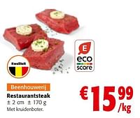 Promoties Restaurantsteak - Huismerk - Colruyt - Geldig van 19/06/2024 tot 01/07/2024 bij Colruyt