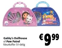 Promoties Gabby’s dollhouse 99 of paw patrol kleurkoffer 51-delig - Huismerk - Colruyt - Geldig van 19/06/2024 tot 01/07/2024 bij Colruyt