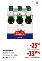 Promoties Stella artois alcoholvrij bier 0,0 % vol - Stella Artois - Geldig van 19/06/2024 tot 01/07/2024 bij Colruyt