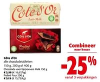 Promoties Côte d`or alle chocoladetabletten - Cote D'Or - Geldig van 19/06/2024 tot 01/07/2024 bij Colruyt