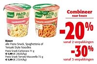 Promoties Knorr alle pasta snack, spaghetteria of teriyaki style noodles - Knorr - Geldig van 19/06/2024 tot 01/07/2024 bij Colruyt