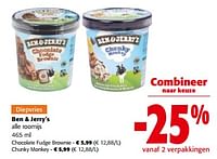 Promoties Ben + jerry`s alle roomijs - Ben&Jerry's - Geldig van 19/06/2024 tot 01/07/2024 bij Colruyt