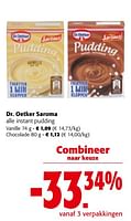 Promoties Dr. oetker saroma alle instant pudding - Dr. Oetker - Geldig van 19/06/2024 tot 01/07/2024 bij Colruyt