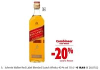 Promoties Johnnie walker red label blended scotch whisky - Johnnie Walker - Geldig van 19/06/2024 tot 01/07/2024 bij Colruyt