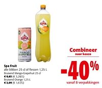 Promoties Spa fruit alle blikken of flessen - Spa - Geldig van 19/06/2024 tot 01/07/2024 bij Colruyt