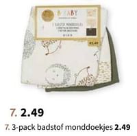 3-pack badstof monddoekjes-Huismerk - Wibra