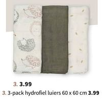 3-pack hydrofiel luiers-Huismerk - Wibra