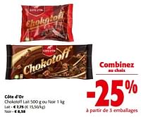 Promotions Côte d`or chokotoff lait ou noir - Cote D'Or - Valide de 19/06/2024 à 01/07/2024 chez Colruyt