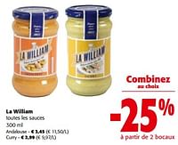 Promotions La william toutes les sauces - La William - Valide de 19/06/2024 à 01/07/2024 chez Colruyt