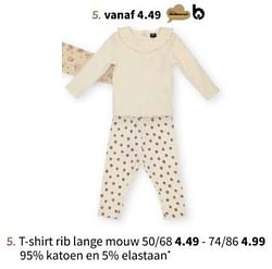 T-shirt rib lange mouw