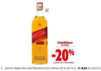 Promotions Johnnie walker red label blended scotch whisky - Johnnie Walker - Valide de 19/06/2024 à 01/07/2024 chez Colruyt
