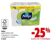 Promotions Nalys papier-toilette soft - Nalys - Valide de 19/06/2024 à 01/07/2024 chez Colruyt