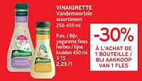 Promotions Vinaigrette vandemoortele yogorette fines herbes - Vandemoortele - Valide de 19/06/2024 à 02/07/2024 chez Alvo