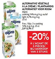 Promotions Alternative végétale à la crème alpro cooking - Alpro - Valide de 19/06/2024 à 02/07/2024 chez Alvo