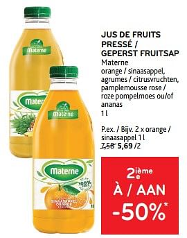 Promotions Jus de fruits pressé materne orange - Materne - Valide de 19/06/2024 à 02/07/2024 chez Alvo