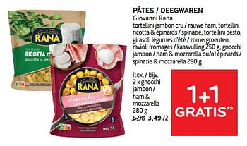 Promotions Pâtes giovanni rana gnocchi jambon - Giovanni rana - Valide de 19/06/2024 à 02/07/2024 chez Alvo