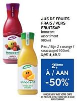 Promotions Jus de fruits frais innocent orange - Innocent - Valide de 19/06/2024 à 02/07/2024 chez Alvo