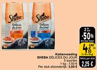 Promoties Kattenvoeding sheba délices du jour - Sheba - Geldig van 25/06/2024 tot 01/07/2024 bij Cora