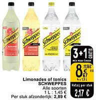 Promoties Limonades of tonics schweppes - Schweppes - Geldig van 25/06/2024 tot 01/07/2024 bij Cora