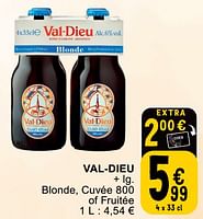 Promoties Val-dieu blonde, cuvée 800 of fruitée - Val Dieu - Geldig van 25/06/2024 tot 01/07/2024 bij Cora