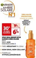 Promoties Spray ideal bronze spf30 garnier ambre solaire - Garnier - Geldig van 18/06/2024 tot 01/07/2024 bij Auchan
