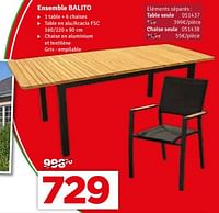 Promotions Ensemble balito 1 table + 6 chaises - Produit maison - Mr. Bricolage - Valide de 04/06/2024 à 30/06/2024 chez Mr. Bricolage